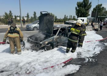 Автомобиль марки Mercedes сгорел дотла в Алматы (ВИДЕО)