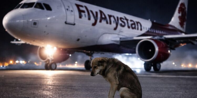Самолет FlyArystan в Шымкенте сбил собаку после посадки