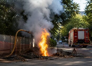 Пламя вырвалось из-под земли в Алматы