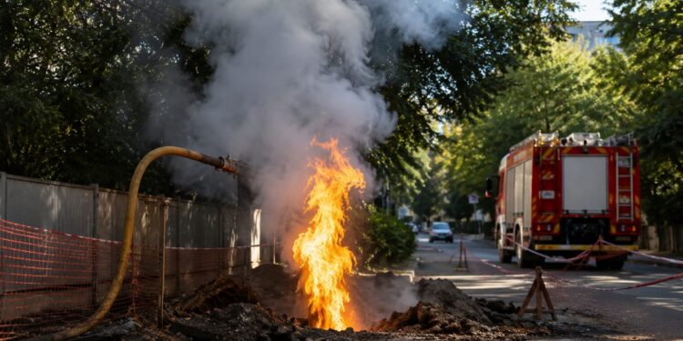 Пламя вырвалось из-под земли в Алматы