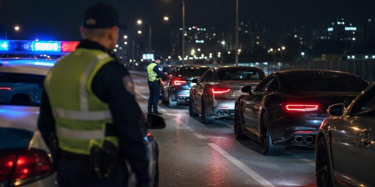 Полицейские задержали колонну дорогих автомобилей после опасных заездов