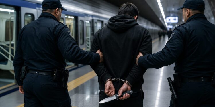 Пассажира с ножом и наручниками задержали в метро Алматы
