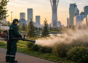 В Астане обработали почти 10 тысяч гектаров от комаров и мошек