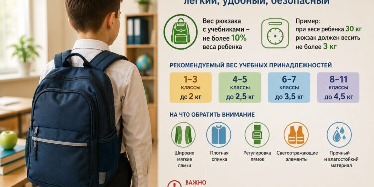 Минздрав республики напомнил, сколько должен весить школьный рюкзак