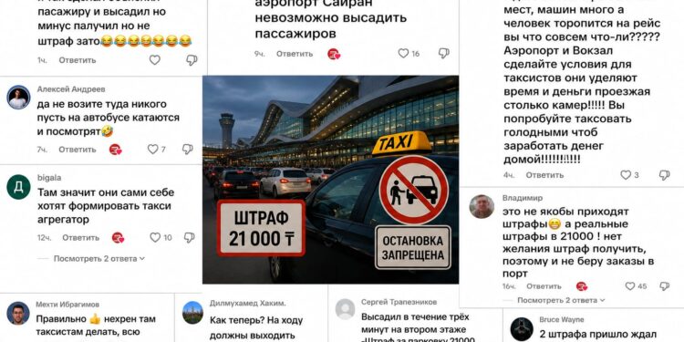 Таксисты грозят бойкотом аэропорту Алматы из-за штрафов