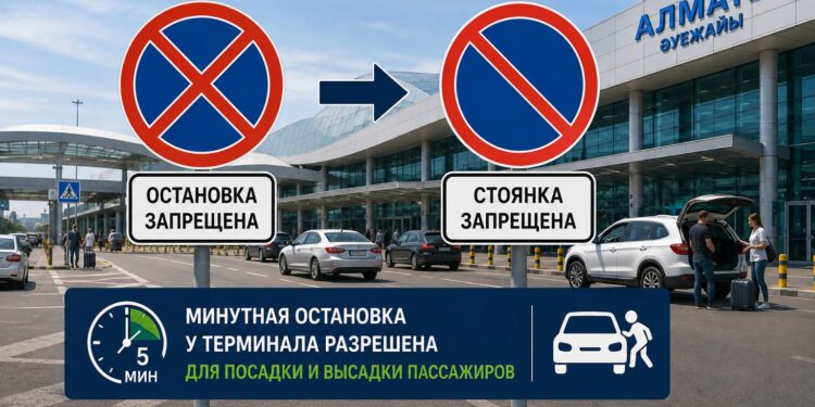 В аэропорту Алматы разрешили пятиминутную остановку у терминала