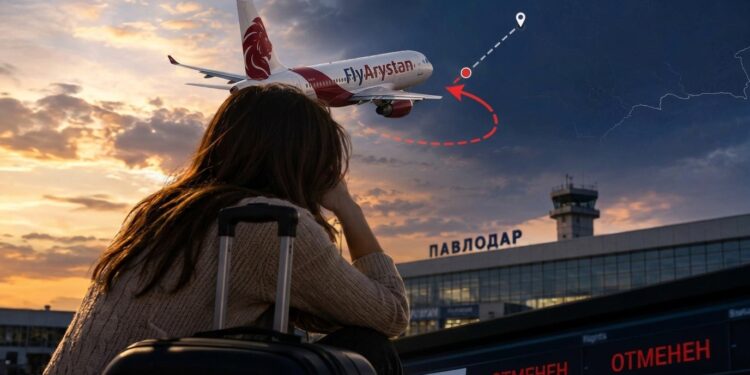 Самолёт FlyArystan развернулся за 300 км до Павлодара: оба рейса отменили